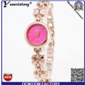 Yxl-808 2015 Montre de mode Or Argent Bande d&#39;alliage Bracelet en cristal Montre à fleurs roses Montre bracelet en dentelle slim